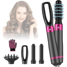 Bwaliffury Hot Air Brush Set, Airstyler Set 1000 W, Multifunctional Hair Styler with 5 Replacements, Professional Hair Styler, Airflow Curling Iron, Hair Dryer, Hair Dryer Brush for Straightening