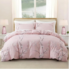 Nyescasa Patalynė 135 x 200 cm 4 dalių rožinių gėlių botaninio rašto patalynės komplektas Gėlių šakų dizainas Dvipusis patalynės komplektas Minkštas mikropluoštas 2 antklodžių užvalkalai su užtrauktuku ir 2 pagalvių užvalkalai 80 x 80 cm