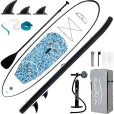 FEATH-R-LITE pripučiamas 10 x 30 x 6 colių, itin lengvas SUP (16 svarų), skirtas visiems įgūdžių lygiams, viskas komplekte su stovima irklente, pritaikomu irklu, pompa, kelionine kuprine, pavadėliu