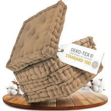 Gräfenstayn® 4 sėdimųjų pagalvėlių komplektas 40 x 40 x 8 cm, skirtas naudoti patalpose ir lauke, pagamintas iš 100 % medvilnės, storas paminkštinimas, dygsniuotos pagalvėlės / grindų pagalvėlės (smėlio spalvos)