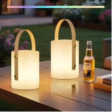 FUYO Pack of 2 LED Outdoor Lamp, Battery Table Lamp, USB-C Rechargeable Table Lamp Outdoor with Remote Control, 8 Colours, RGB Lamp, Garden Lamp, IP44 for Camping, Patio, Garden