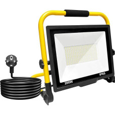 LED Construction Spotlight 200 W, 20000 LM, LED Work Light with Plug 3 m, Construction Spotlight, Waterproof IP65, White 360º Rotating Lighting 6000 K for Outdoors, Workshop Work, Garage