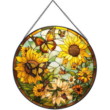 Payutou Saulėgrąžų kabantys vitražiniai langai 20 cm rankomis tapyti Suncatcher sodo pakabos Kalėdų Motinos dienos Valentino dienos ornamentai Festivalio dovana