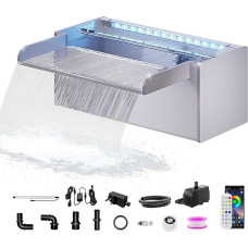 LONGRUN 30 cm tvenkinio krioklys, akrilo baseino krioklys su vandens siurbliu, 7 spalvų 