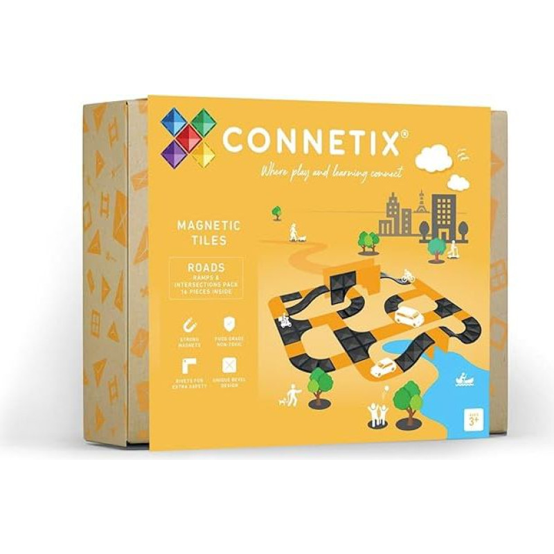 CONNETIX Magnetinės plytelės Kelio rampa ir pervaža, 16 vnt.