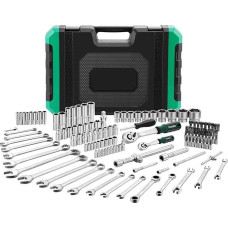 Stanew Coffret de Douilles 131 gabalėlių ir įdėklai Profesionalūs 1/4 colio ir 1/2 colio CR-V, 2 Clé à Cliquet Doubles + 3 Clé à Cliquet à Double Extrémité Open Coffrets Personnalisés