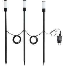 EGLO Zancaro LED sodo šviestuvas su įžeminimo smaigaliu, lauko grindų šviestuvas, 3 dalių su įžeminimo inkaru, lauko grindų šviestuvas, pagamintas iš juodos spalvos aliuminio, baltos spalvos plastiko, šiltos baltos spalvos, IP44