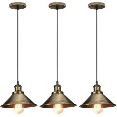 iDEGU pakuotė iš 2 pakabinamų žibintų Retro pramoninis pakabinamas žibintas Dizainas Edisono metalo derliaus lubų šviesos E27 pakabinamas žibintas valgomajam kambariui virtuvei gyvenamajam kambariui (3 x bronza)