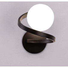 KRIPINC LED Wall Light Indoor Wall Light LED Glass Ball Lamp Spiral Design Wall Lamp Ball Wall Light Indoor Vintage Wall Lamp Modern for Living Room Bedroom Bedside Table (Black)