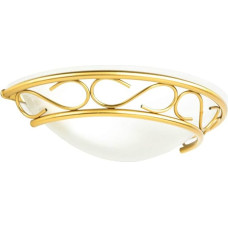 Licht-Erlebnisse Brass Wall Light E14 Glass Alabaster Metal Low Glare Rustic Country House W 30 cm Elegant Stylish Bedroom Hallway Living Room