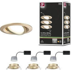 Paulmann Nova Coin 92406 LED Recessed Light 3-Step-Dim Round 84 mm 50° Coin 3 x 6 W 3 x 470 lm 230 V Dimmable 2700 K Gold Matt
