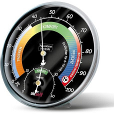 Analoginis termo-higrometras - patalpų termometras ir drėgmės matuoklis - patalpų klimato kontrolė naudojant spalvotas zonas
