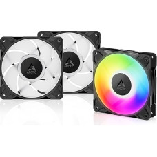 ARCTIC P12 Pro A-RGB (3 vnt.) - galingas aukščiausios klasės kompiuterio ventiliatorius, 120 mm PWM korpuso ventiliatorius su Y kabelio dalikliu, 600-3000 aps/min, 0 aps/min