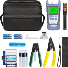 QUTBAG Fiber Optic Finishing Tool, FTTH Cold Splice Fiber Tool Kit with Optical Power Meter from -70-+10dBm, Chopping Knife, Cable Stripper, Three Port Stripper, Length Fixer
