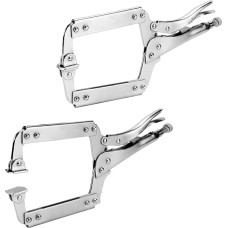 Eine silberne klammer aus karbonstahl. Schweißklemmen, C-Klemmenzange mit Drehverschluss, 13,7 Zoll, Kohlenstoffstahl, 2 Stück, Silber