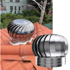 IUBGFTO 4 6 8 10 12 16 20 24 Zoll auf dem Dach montierter Dachbodenventilator ohne Stromversorgung, Windturbinen aus 304 Edelstahl, Dachboden-Entlüftungsventilator für Häuser, Fabrik,400mm/15.7 in