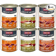 animonda Gran Carno Adult Dog Food, Wet Food for Adult Dogs, Mix 3, 6 x 800 g