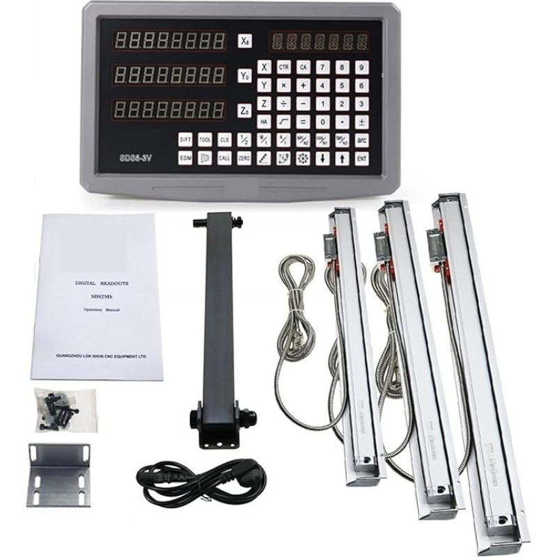 TETEOM tekinimo staklių DRO 3 ašių metalo SDS6-3V rinkinys ir 3 dalių 5U KA300 optinio koduotojo linijinė skalė TTL nuo 120 mm iki 1020 mm, skirta tekinimo, frezavimo ir EDM staklėms (SDS6-3V rinkinys)