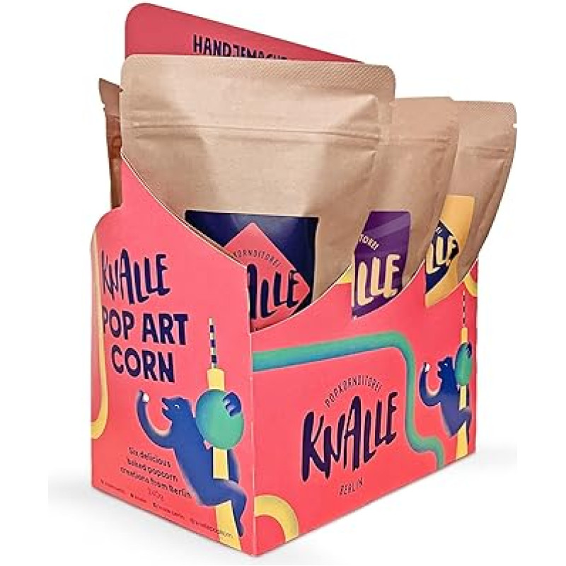 Popkornditorei Knalle GmbH Popcorn Berlin Six Pack - Saldūs ir traškūs - Kino užkandžiai - Popcorn Better Than the Cinema - Caramel Candy 6 x 40 g