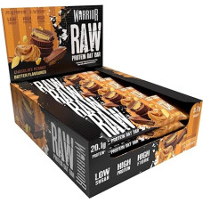 Warrior Raw Protein Bar Flapjack (20g) - 12 x 75g - Low Sugar Fiber Meal Replacement - Healthy Breakfast Oat Snack for Energy and Muscle Growth (Chocolate Peanut)