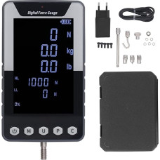 500N 50 kg 110 lb Skaitmeninis jėgos matuoklis su dideliu spalvotu ekranu, 3 matavimo režimais ir duomenų sinchronizavimu (ES kištukas)