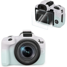 VOVMOEYA Compatible with CANON EOS R50 Camera Case Accessories kit[with 2 LCD tempered films],EOS R50 Silicone Protective Camera case enhanced grip sensation lightweight 9H 0.25mm-pink mix green