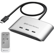 Cable Matters 20G USB C Switch, 3-in-1-Ausgang, unterstützt bis zu 8K@30Hz unter Windows, 4K@60Hz unter macOS, 140W PD, zum Teilen eines USB-C/Thunderbolt 4-Monitors oder -Docks