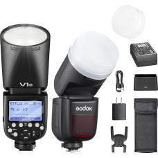 GODOX V1O apvalus blykstės įrenginys 76 W Speedlite Profesionali apvali fotoaparato blykstė 1/8000 HSS 2.4G belaidė X sistema i-TTL su 2600 mAh ličio jonų baterija, suderinama su 