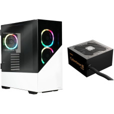 Enermax EnermaxK8 ARGB Midi Tower žaidimų kompiuterio korpusas Snow White ir CYBERBRON III 750 W 80 Plus Bronze maitinimo šaltinio komplektas; K8WW-750N