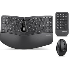Perixx PERIDUO-606A 3-in-1 Wireless Ergonomic Keyboard, Vertical Mouse, Numeric Keypad, Adjustable Wrist Rest, QWERTZ