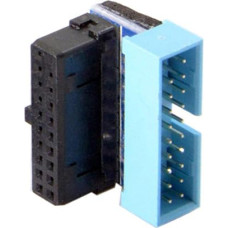 Cablecc USB 3.0 20 kontaktų vyriškos ir moteriškos lyties prailginimo adapteris aukštyn žemyn 90 laipsnių kampu, skirtas pagrindinei plokštei (aukštyn kampu)