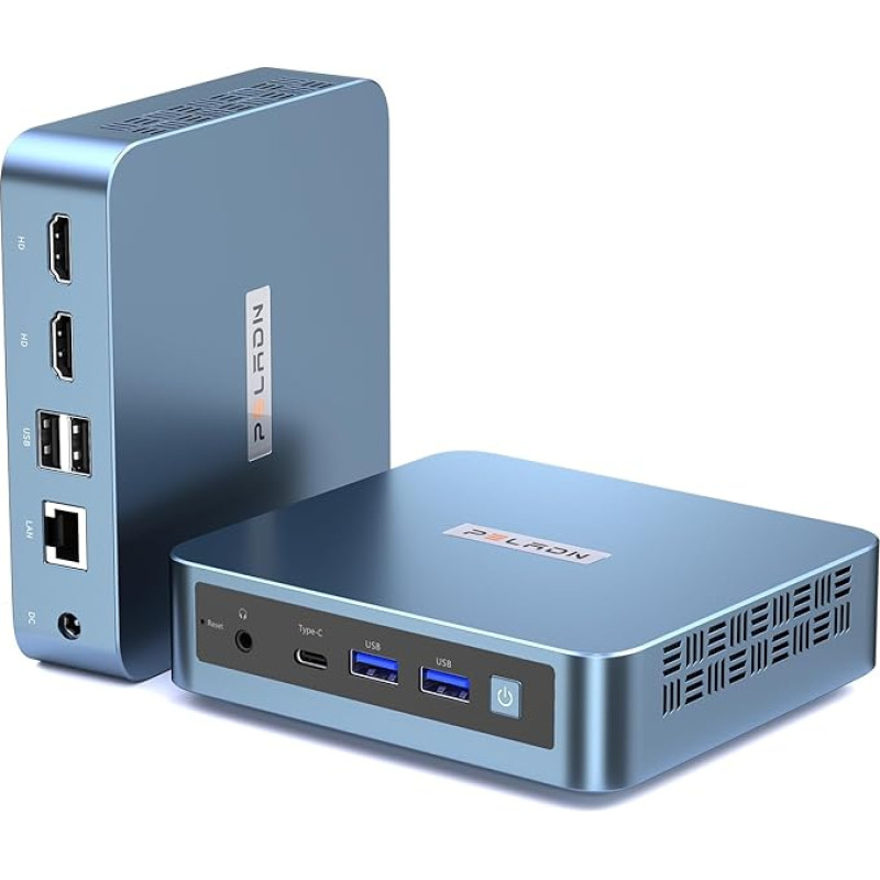 PELADN Mini kompiuteris N97 (iki 3,4 GHz), 8 GB DDR4/256 GB SSD, C tipo / dvigubas HDMI, mini stalinis kompiuteris, 4K/60 Hz, trigubas ekranas, USB 3.2/BT 4.2/WiFi 5, skirtas namų biurui ir verslui