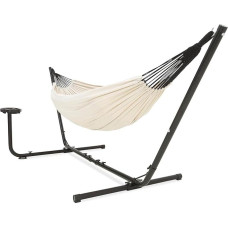VITA5 Medvilninis lauko dvivietis hamakas su rėmu - su puodelio ir knygos laikikliu - iki 2 žmonių/205 kg - 210 x 140 cm - su nešiojimo krepšiu