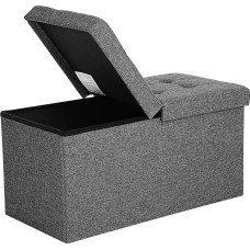 Songmics foldable bench seat, chest, half lid, side foldable, max. static load capacity: 300 kg; faux linen cover, MDF board