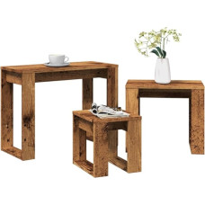 Satztische 3 Stk. Altholz-Optik Holzwerkstoff - 3 staliukų rinkinys su senovinės medienos išvaizda Tvirtas erdvę taupantis staliukas gyvenamajame kambaryje, miegamajame Lengvai valomas ir surenkamas (mažas, vidutinis, didelis)