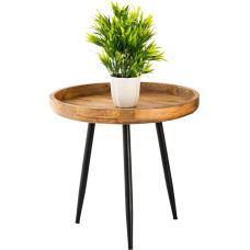 Šoninis stalas Mediena Apvalus kavos staliukas Gyvenamasis kambarys stalas Metalinės kojos Medienos viršus kietas dydis Skersmuo 50 - aukštis 48 cm