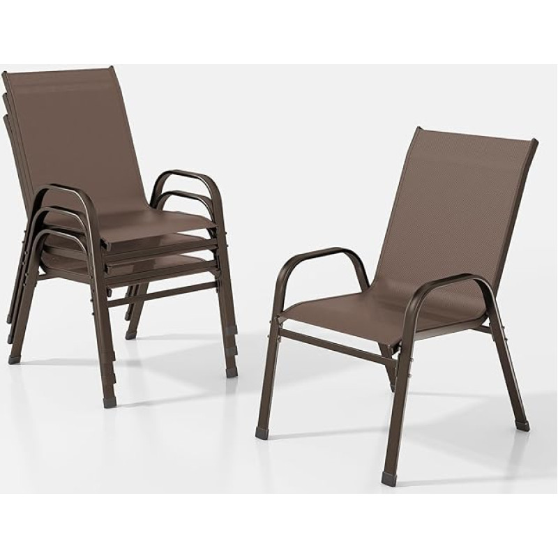 XIELOUS Patio kėdės, 4 kėdės, sudedamos lauko valgomojo kėdės, metalinės kėdės lauke, sode, verandoje, terasos kėdėje