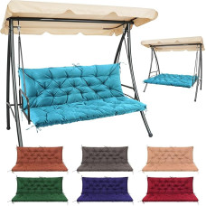 Hollywood Swing Cushion for Garden Furniture, Seat Cushion with Backrest and Mounting Straps, 120 x 100 cm, 10 cm Thick, Swing Cushion for Hollywood Swing Bench, Garden Furniture