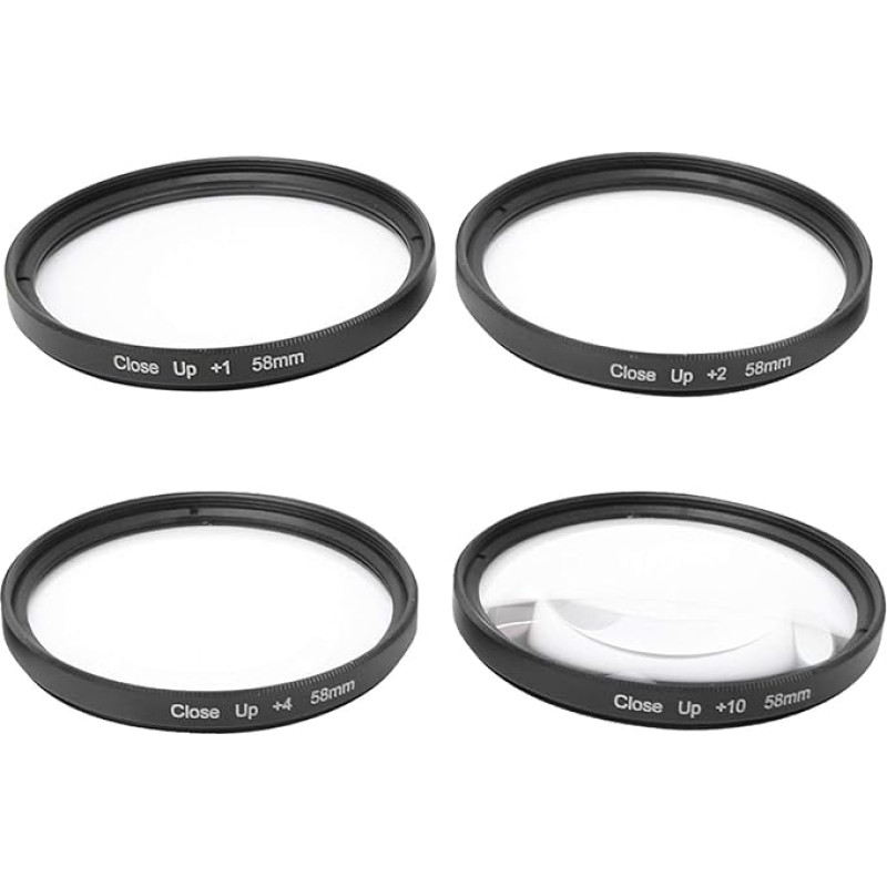 Pilnas objektyvo filtrų priedų rinkinys, optinio stiklo makroskopinio priartinimo 1 2 4 10 objektyvų filtrų rinkinys 58 mm, skirtas Nikon fotoaparatams