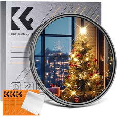 K&F Concept Nano K serijos kintamas 58 mm žvaigždžių filtras 4 taškai 8 taškai žvaigždžių šviesos efektams