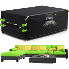 UIRWAY danga sodo baldams, 250 x 150 x 90 cm, neperšlampama 420D Oksfordo audinio danga baldų komplektams, apsauginė sodo baldų danga su vėdinimo angomis ir