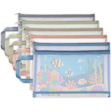 5 akių žaislų laikymo maišų pakuotė, dvisluoksnis nailoninis tinklinis užtrauktuko maišelis stalo žaidimams, dėlionėms, statybiniams bloknotams, albumams, knygoms, permatomas vaikų žaislų laikymo krepšys