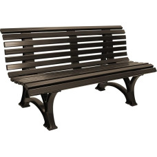 Garden Bench 3-Seater 150 cm Brown Plastic Weatherproof Outdoor