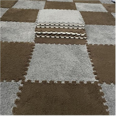 ouxei 28 Stück 11,8 X 11,8 Zoll (30 X 30 cm) 0,39 Zoll (1 cm) Weiche, Dicke Plüsch-Ineinander Greifende Schaumstofffliesen Für Schlafzimmer, Wohnzimmer(Dark Brown Gray)
