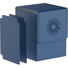 Pulchra Trading Card Box with 2 Dividers for 100+ Cards, Deck Box - Card Holder for Playing Cards for Collecting and Exchanging (Elemental Design, Blue)