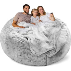YudouTech Bean Bag kėdės dangtis (tik dangtis, be užpildymo), didelis apvalus minkštas minkštas pūkuotas skalbiamas Bean Bag Lounger Sofa antklodės dangtis suaugusiems, gyvenamasis kambarys, miegamasis, baldų dangtis