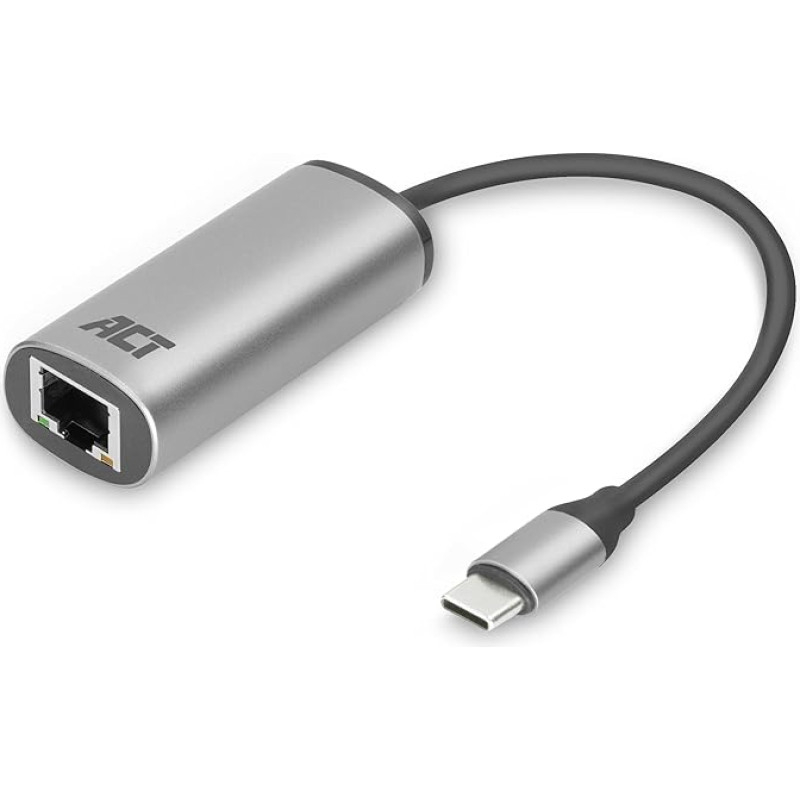 ACT USB C eterneto adapteris, 2.5 Gigabit Ethernet RJ45 10/100/1000/2500 Mbps, LAN tinklo adapteris nešiojamiesiems kompiuteriams - AC7081