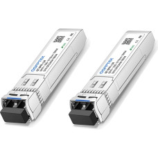 QSFPTEK 2 Pack 10G-LR SFP+ Transceiver, 1310nm, 10km, DDM, 10G SFP+ LC Module SMF, LC Mini-GBIC Transceiver for Cisco SFP-10G-LR, Ubiquiti UF-SM-10G, Netgear, D-Link, Zyxel, Qnap NAS, Mikrotik