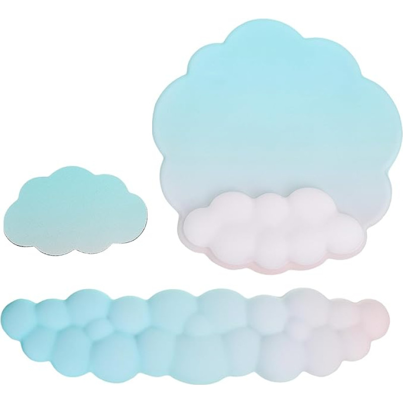 PATIKIL Cloud klaviatūros riešo atramos rinkinys, atminties putų riešo atrama, ergonominis žaidimų pelės kilimėlis su padėkliuku namams, biurui, kompiuteriui, nešiojamajam kompiuteriui, darbui, gradientinis turkio spalvos