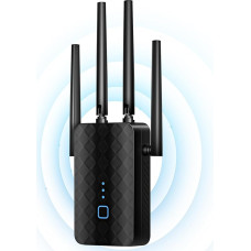 GUHUASHI WLAN Repeater 1200 Mbit/s with 4x 180° Swivel Antennas, Dual Band 2.4GHz + 5GHz, WPS, LAN/WAN Port, Access Point Mode, Compatible with 99% WLAN Devices